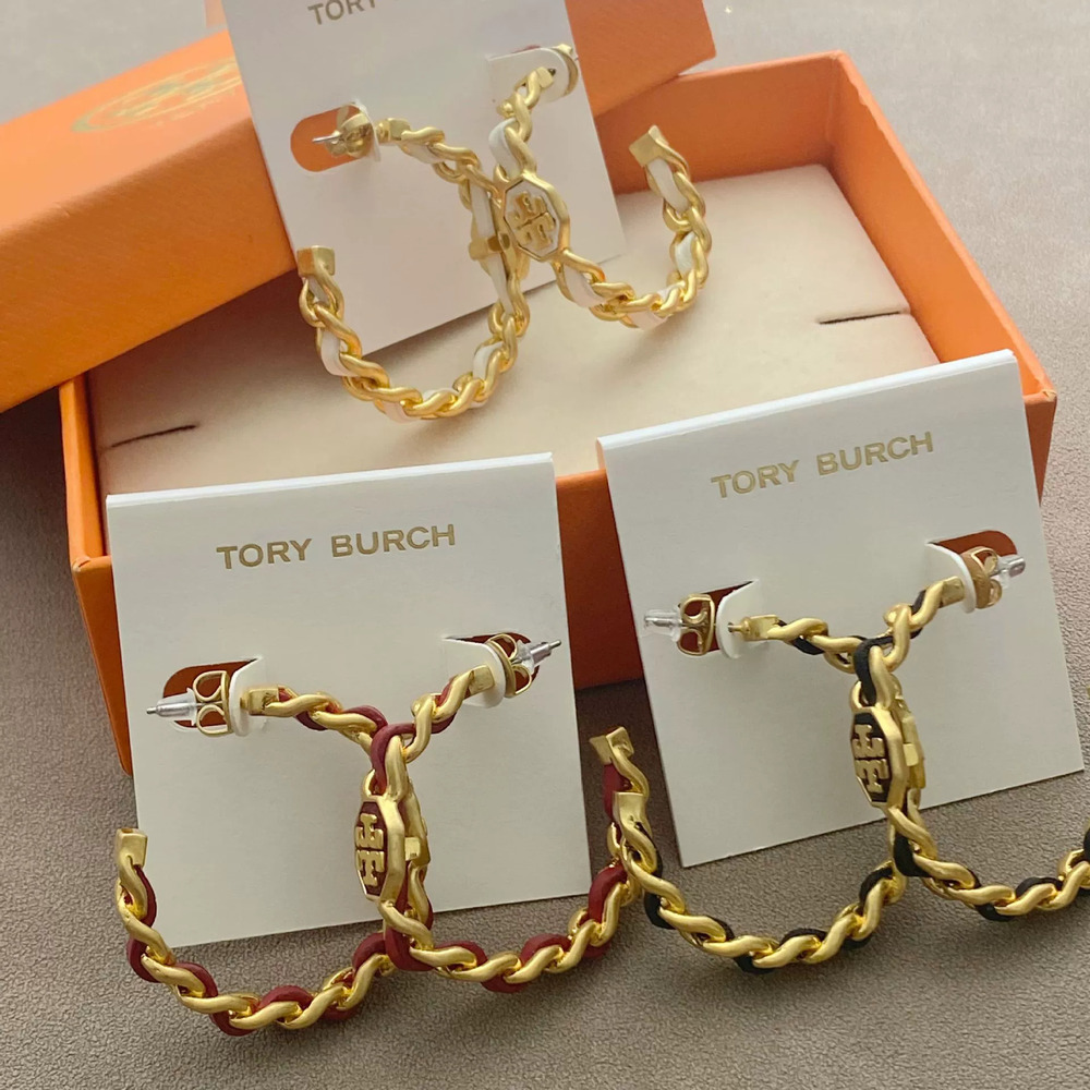 Tory Burch Earrings Multicolor Leather Logo
